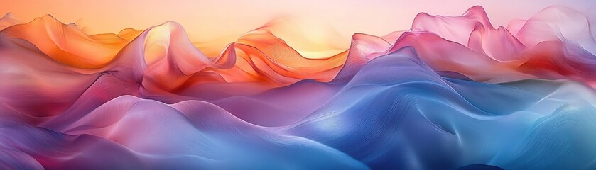 Poster - Colorful abstract landscape art natural setting digital art vibrant colors panoramic view artistic concept