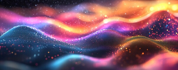 Poster - Dynamic wave patterns abstract art digital artwork colorful environment close-up view visual concept for creativity