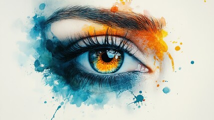 Poster - Artistic eye with colorful splash creative studio digital artwork vibrant environment close-up view expression of perception