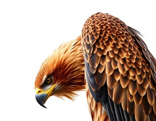 perched golden eagle on white background