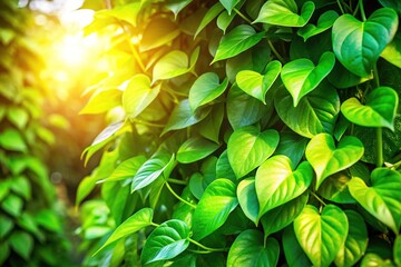 Wall Mural - Lush Green Vines, Climbing Plants, Bright Leaf Photography, Nature Background