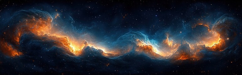 Wall Mural - vibrant spiral galaxy view with swirling blue and orange hues in the cosmic depth of space