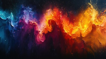 Poster - Vibrant Abstract Colorful Paint Splash with Dynamic Fluid Shapes and Bright Light on White Background