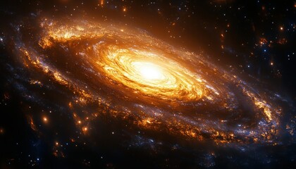 Breathtaking View of a Spiral Galaxy in Space with Vibrant Colors and Cosmic Dust