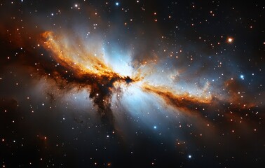 cosmic black hole radiation and vibrant galaxy scene with bright stars and nebulous clouds