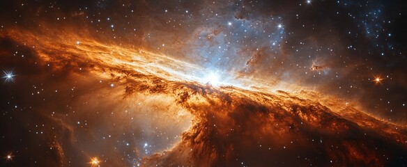 Wall Mural - Vibrant Cosmic Landscape Swirling Nebula Bright Stars Surrealism Depth Expansive Composition