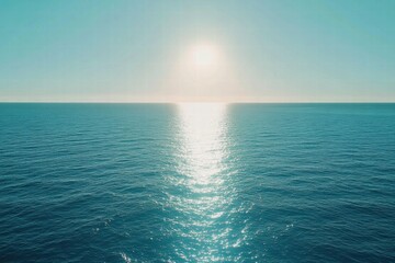 Leinwandbilder - Sunset reflects on calm ocean waters creating a peaceful horizon view at twilight. Generative AI