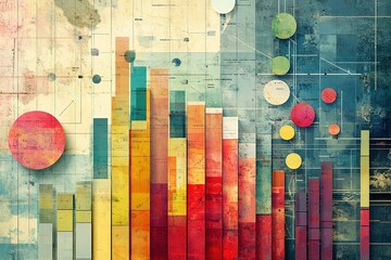 Poster - Colorful abstract painting with a red circle in the middle
