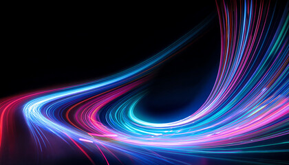 Poster - A vibrant, swirling display of colorful light trails against a dark background, creating a dynamic and ethereal effect.