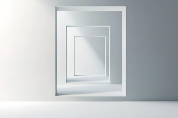 Poster - White room with a large window and a white door