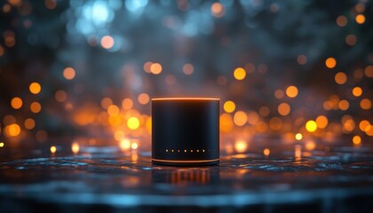 Aufkleber - Luxury Black Pedestal with Gold Accents and Dramatic Spotlights for Modern Showcase Presentation