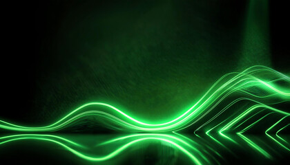 Poster - A vibrant green wave pattern with a glowing effect against a dark background, creating a dynamic and futuristic atmosphere.