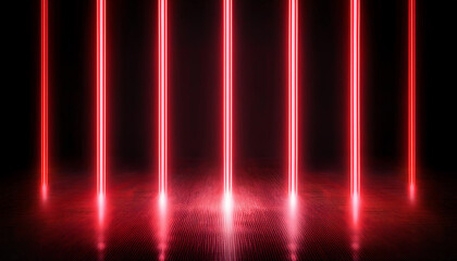 Poster - A striking display of red laser beams against a dark background, creating a dramatic and futuristic atmosphere.