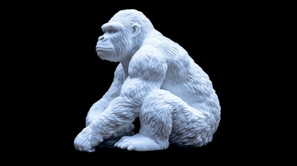 Wall Mural - A stylized white sculpture of a gorilla in a sitting pose.