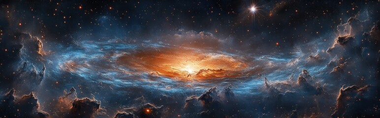 Wall Mural - a stunning cosmic view of a spiral galaxy filled with stars and nebulae