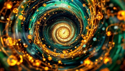 Wall Mural - abstract swirling vortex with clock. time travel, infinity, and cosmic concept.