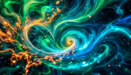 Wall Mural - abstract colorful spiral galaxy, concept of time travel, space exploration, and science fiction.