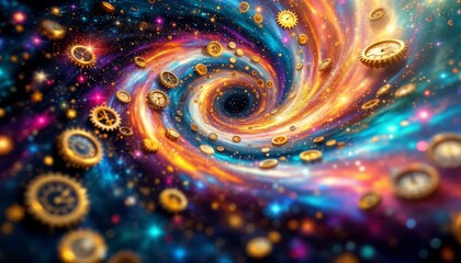 Wall Mural - time vortex, abstract concept of time travel, space and time, colorful background.