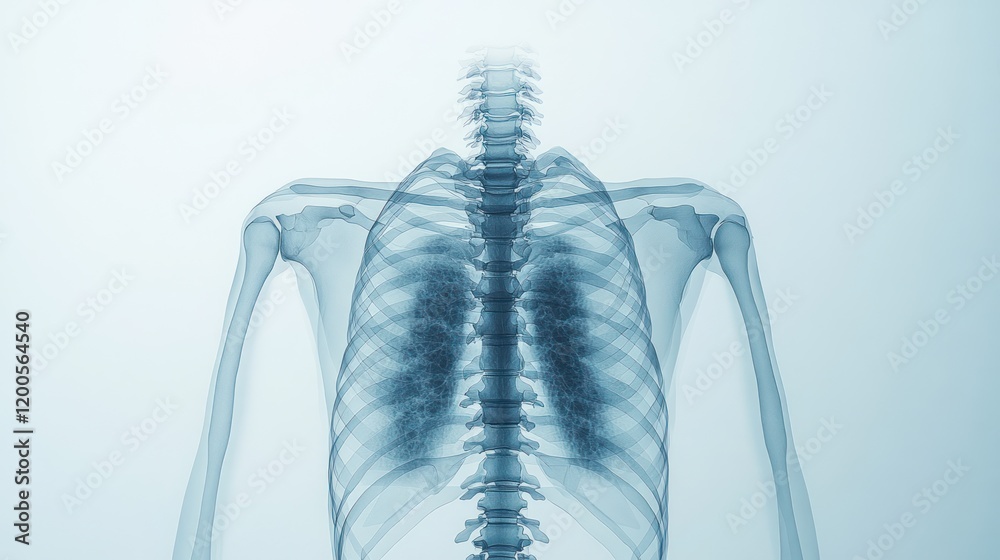 Transparent X-ray of human rib cage and lungs. Stock Illustration ...