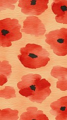 Canvas Print - Red poppy flowers watercolor pattern, textile design