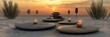 © Iswanto - Sunset serenity candles and stones, desert peace. Meditation, yoga, spa