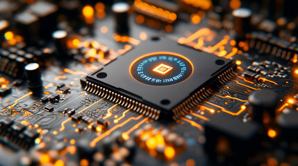 Poster - Futuristic processor glowing circuit board