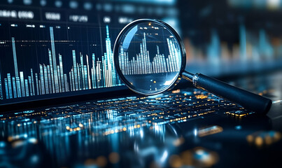 Poster - Magnifying market data on laptop screen