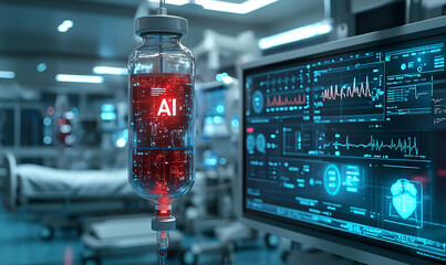 Poster - AI Infusion Hospital Room, Vital Signs, Treatment
