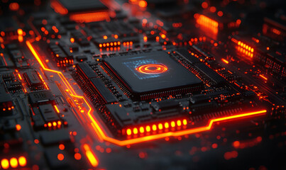 Poster - Glowing CPU Motherboard Technology Background