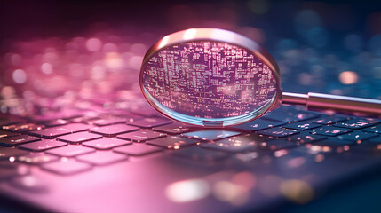 Poster - Magnifying Glass Data Analysis Laptop Screen