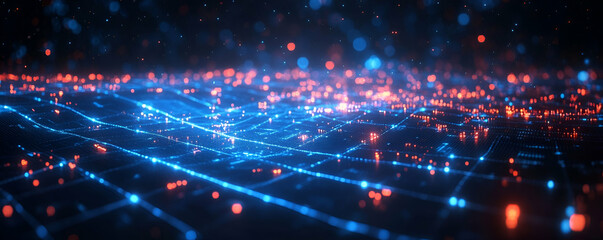 Poster - Digital Network Glows, Data Flow