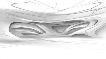 Poster - Abstract Architectural Design Sketch White Curves