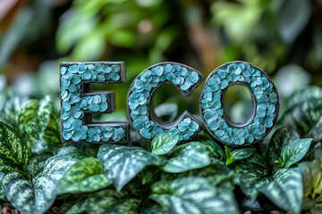 Sticker - Eco sign, garden, recycled, green background, sustainability