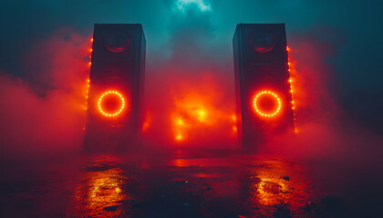 Sticker - Neon speakers, smoky stage, concert, light show