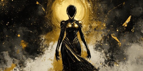 Sticker - Golden Robed Figure Stands Before Celestial Light