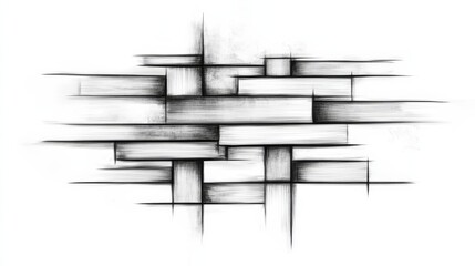Poster - Abstract Charcoal Sketch of Interlocking Rectangles