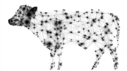 Poster - Abstract Cow Constellation Networked Bovine Silhouette