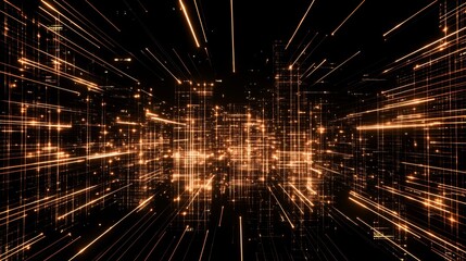 Poster - Abstract Digital Cityscape Glowing Grid Network (1)