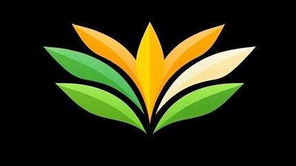 Poster - Abstract Floral Design with Green, Orange, and Yellow Hues