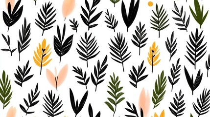 Poster - Abstract Floral Pattern Seamless Design Botanical Leaves