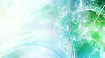 Poster - Abstract Green Blue Swirling Technology Design