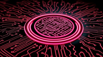 Poster - Abstract Pink Circuit Board Design Digital Technology