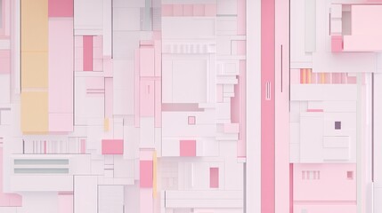 Poster - Abstract Pink Geometric 3D Shapes Composition