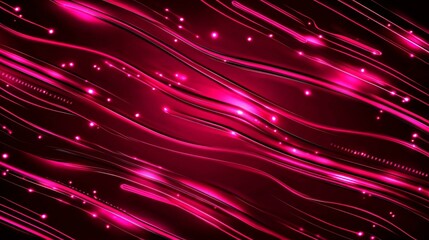 Poster - Abstract Pink Wave Lines Glowing Dark Background Design