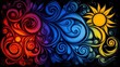 © Big9869 - Abstract Swirling Floral Design Sun and Fire