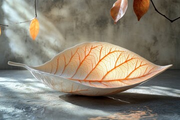 Poster - Botanical Leaf Sculpture Minimalist Sunlight Shadows Decorative Interior Design