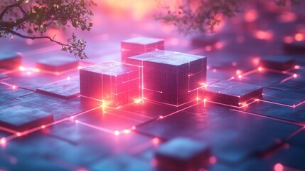 Aufkleber - 3D Flowchart Representation Modern Business Process Workflow and Design Concept