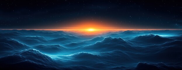 Poster - Tranquil Teal Gradient Abstract Background with Dark Space and Soft Light for Display in Minimalist Studio Environment