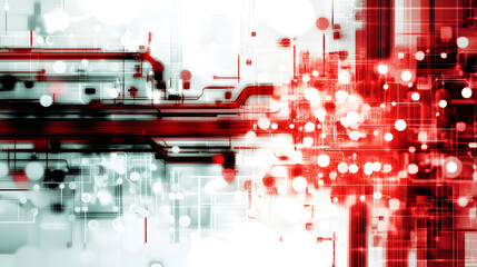 Aufkleber - Abstract digital design with red and white elements creating a dynamic visual pattern