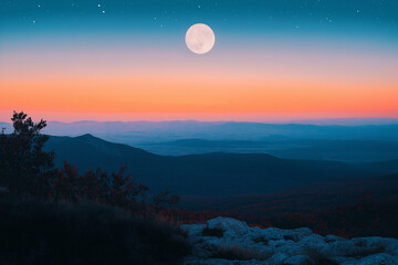 Wall Mural - Solid Moonlight Phasing into Twilight for a Magical Transition in the Sky